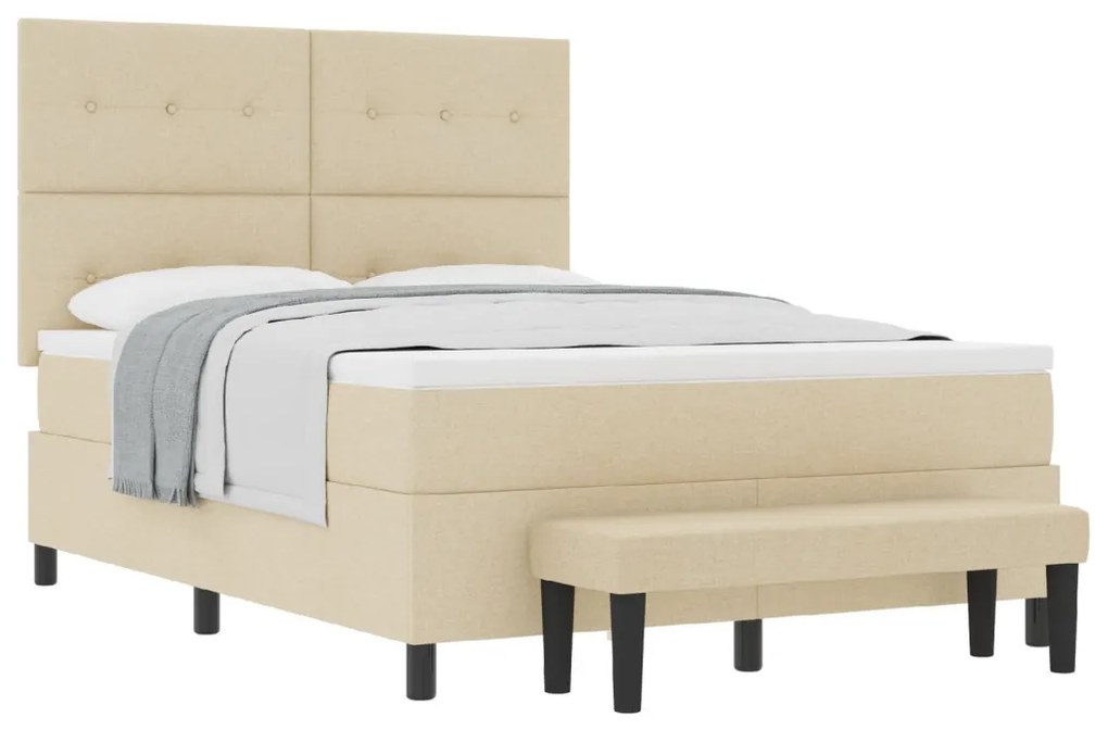 Box Spring Ágy Matrac &amp; Pad Krém 160x200 cm Szövet