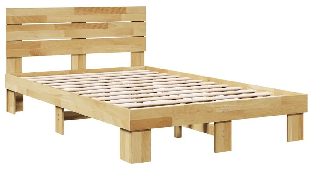 ágykeret fejtámlával matrac nélkül 120x190 cm tömör fa tölgyfa