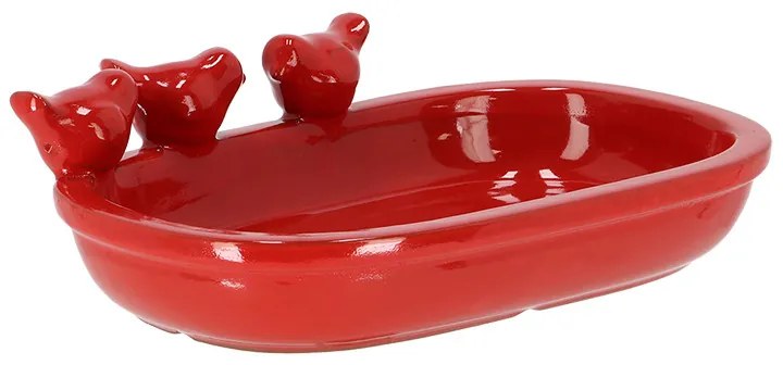 Kerámia madáritató és etető tál, 29 cm, piros