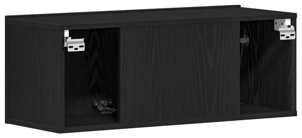 TV faliszekrények (2 db) - Fekete tölgy, 80x30x30 cm, MDF-ből készült