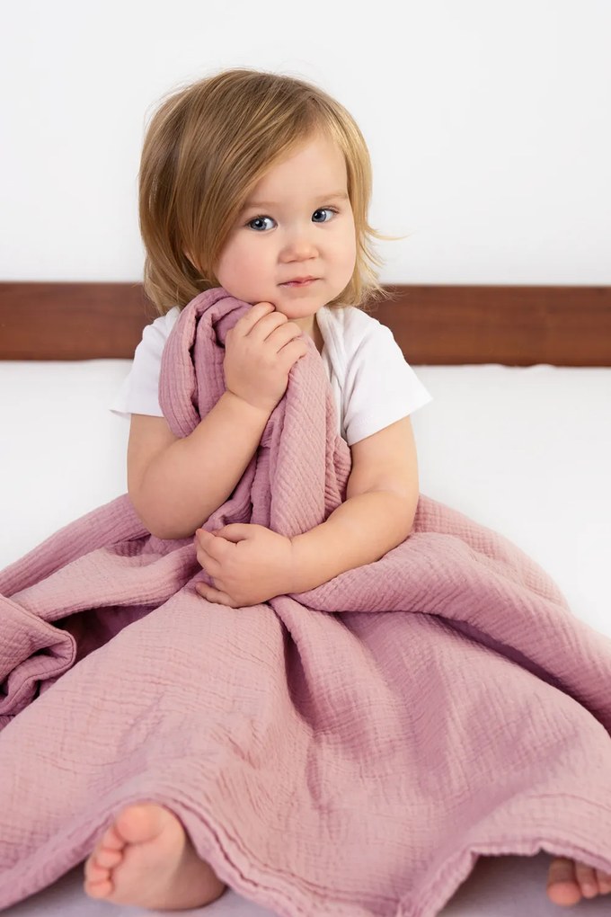 Muslin gyermek pléd, rózsaszín 75x100 cm