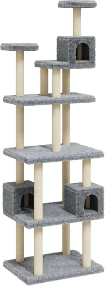 vidaXL világosszürke macskabútor szizál kaparófákkal 188 cm
