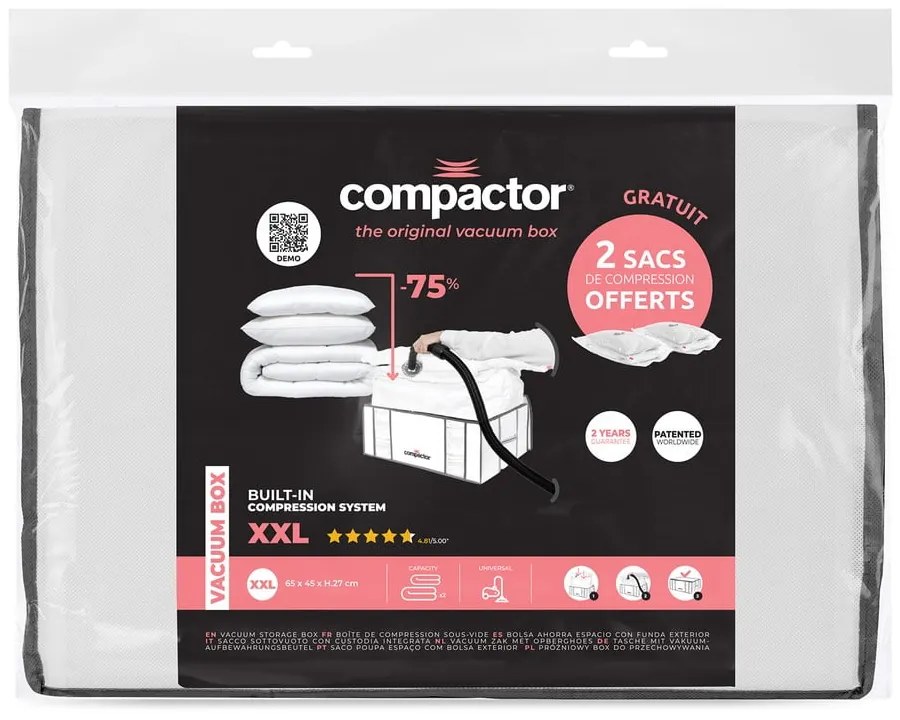 Vákuumos-megerősített textil ruhatároló doboz 65x45x26,5 cm Life – Compactor