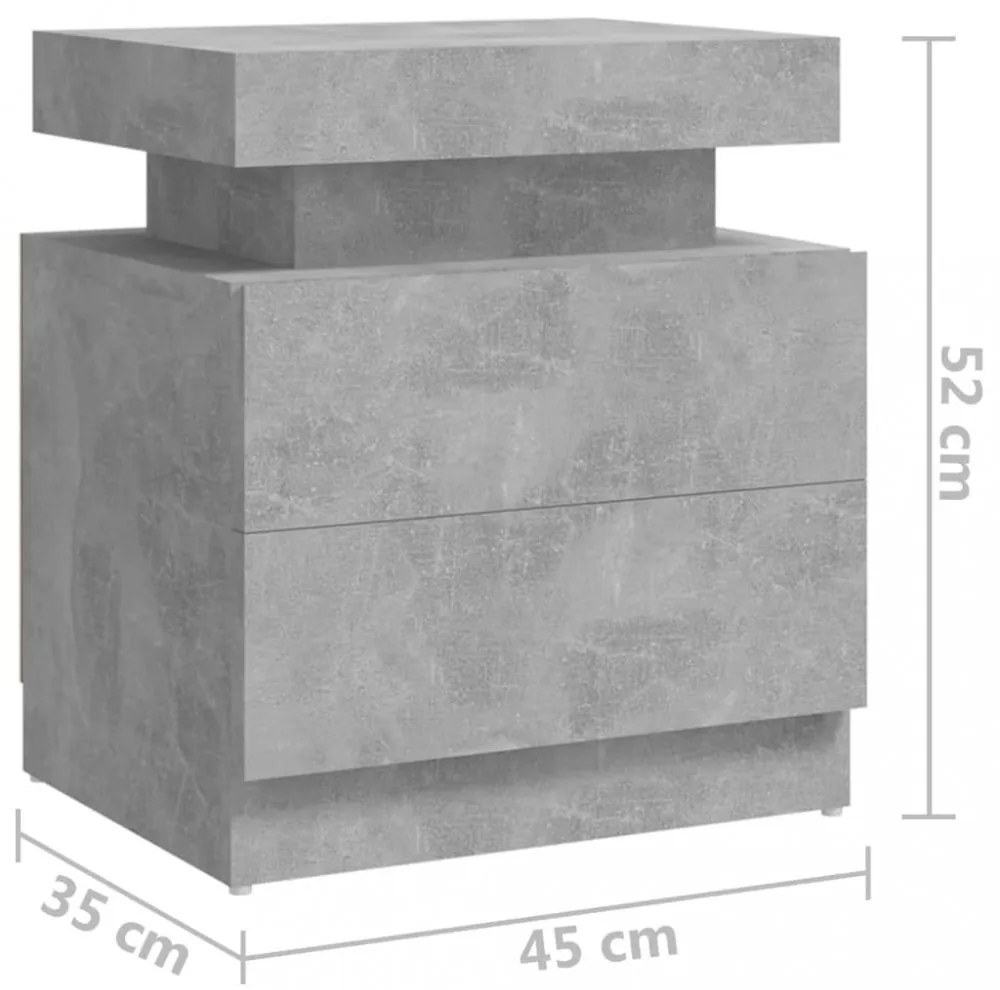 betonszürke szerelt fa éjjeliszekrény 45 x 35 x 52 cm