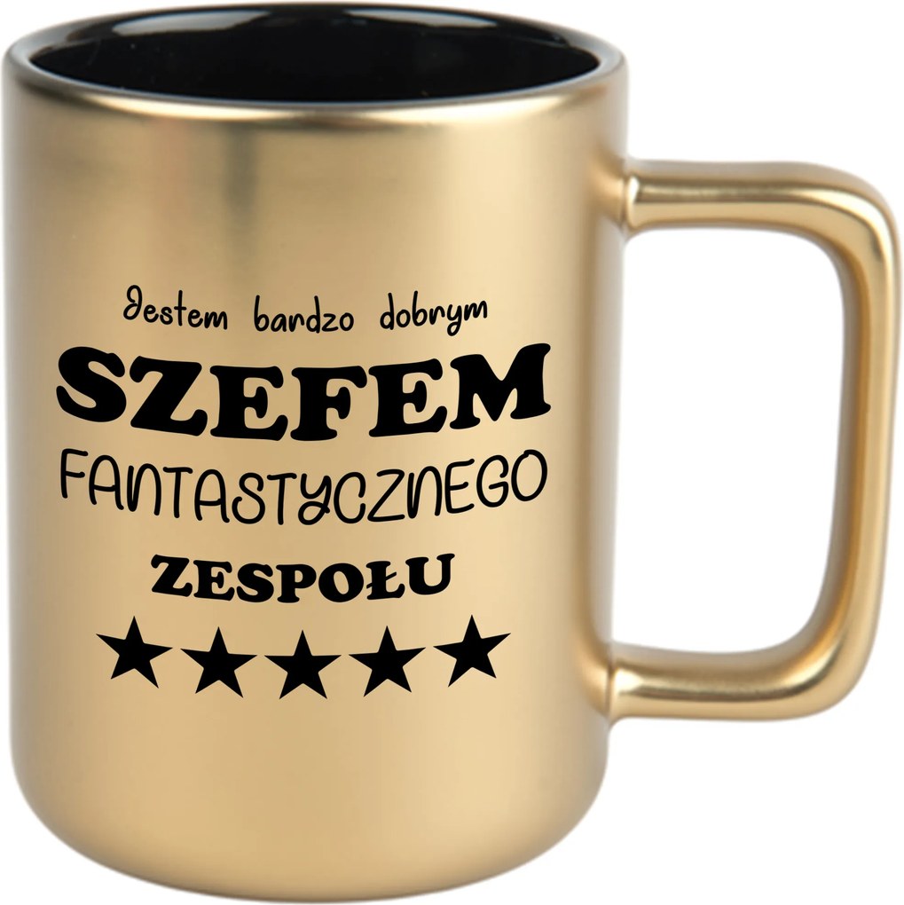 Bögre Matt Arany Fekete Belső 360ml Vicces Gadget Ajándék Csapatfőnök