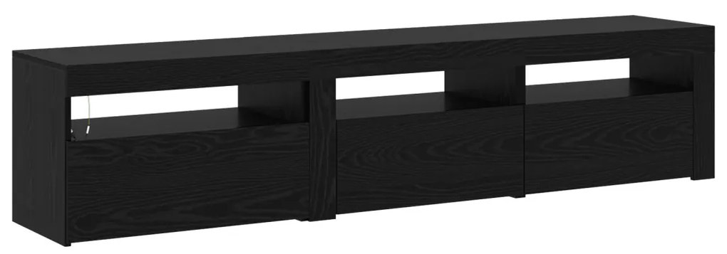TV szekrények 2 db LED világítással Fekete tölgy MDF-ből