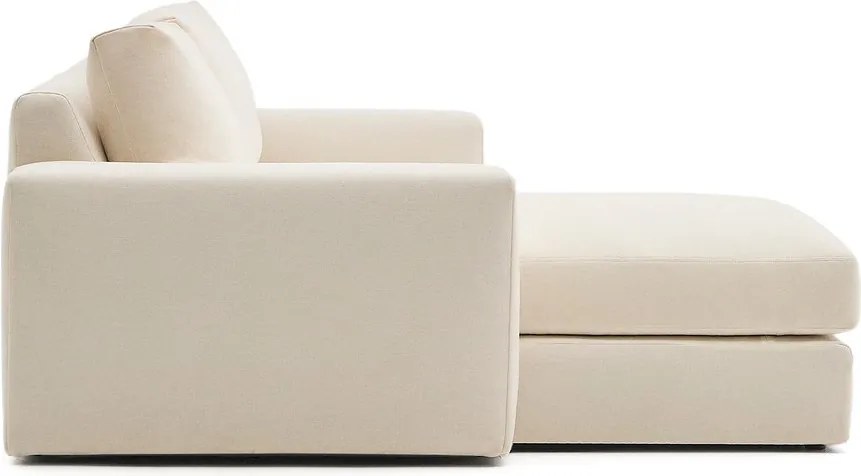 Bézs zsenília sarokkanapé (bal oldali-heverő résszel) Alea – Kave Home