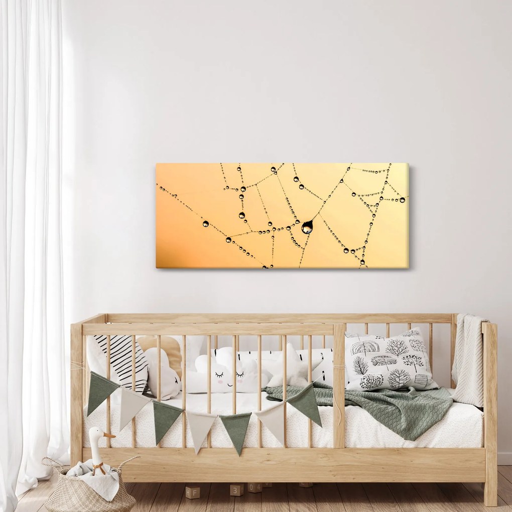 Egy harmatos pókháló képe (120x50 cm)