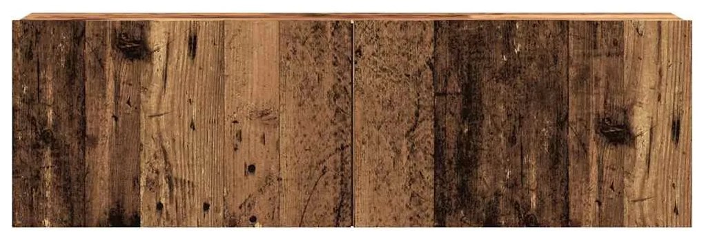 antik fa színű szerelt fa fali TV-szekrény 100 x 30 x 30 cm