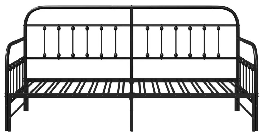 vidaXL Nappali ágykeret fejtámlával Fekete 90 x 190 cm Acél