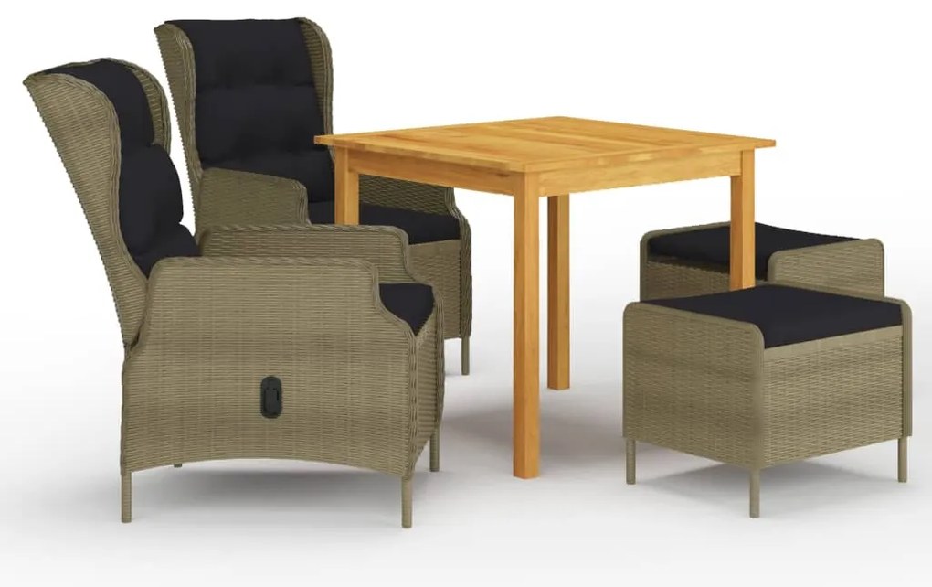 vidaXL 5 részes barna kerti étkezőgarnitúra