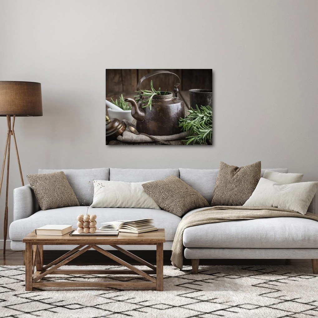 Kép - Teáskanna rozmaringgal (70x50 cm)