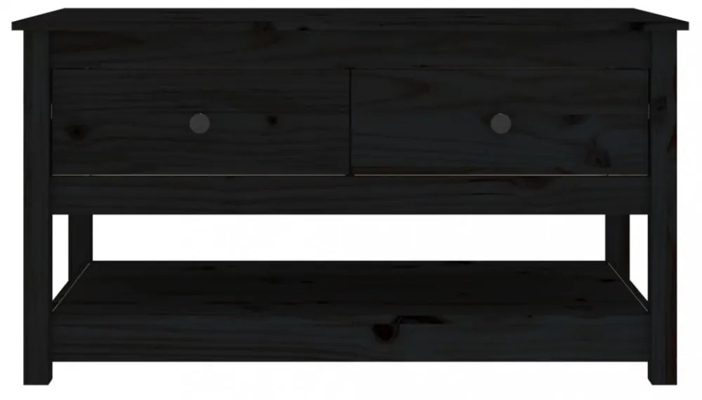 fekete tömör fenyőfa dohányzóasztal 102 x 49 x 55 cm