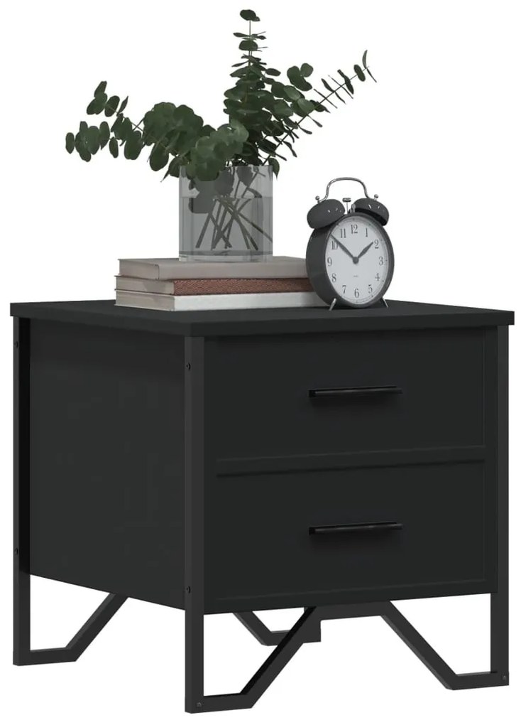 2 db fekete szerelt fa éjjeliszekrény 40 x 41 x 40 cm