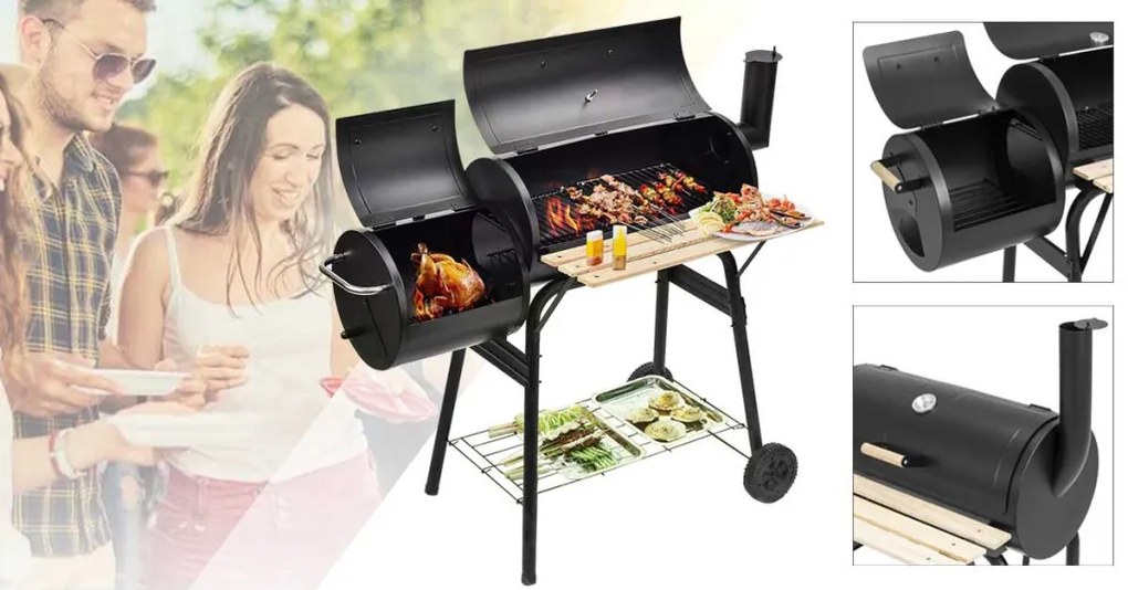 2in1 faszenes BBQ grill és smoker