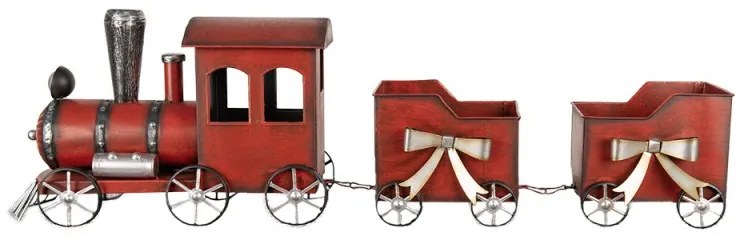 Nagy piros fém vonat masnis 94 cm karácsonyi dekoráció