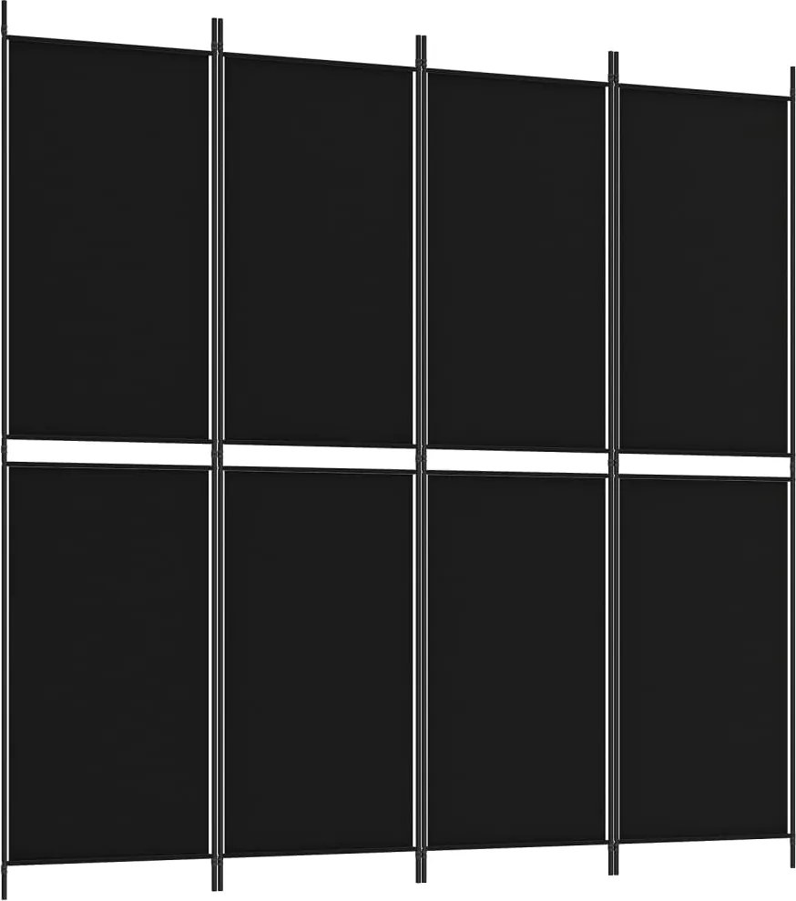 vidaXL 4 paneles fekete szövet térelválasztó 200 x 200 cm