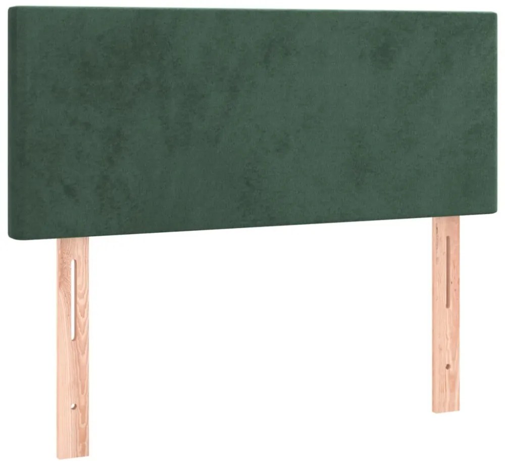 sötétzöld bársony rugós és LED-es ágy matraccal 90x200 cm