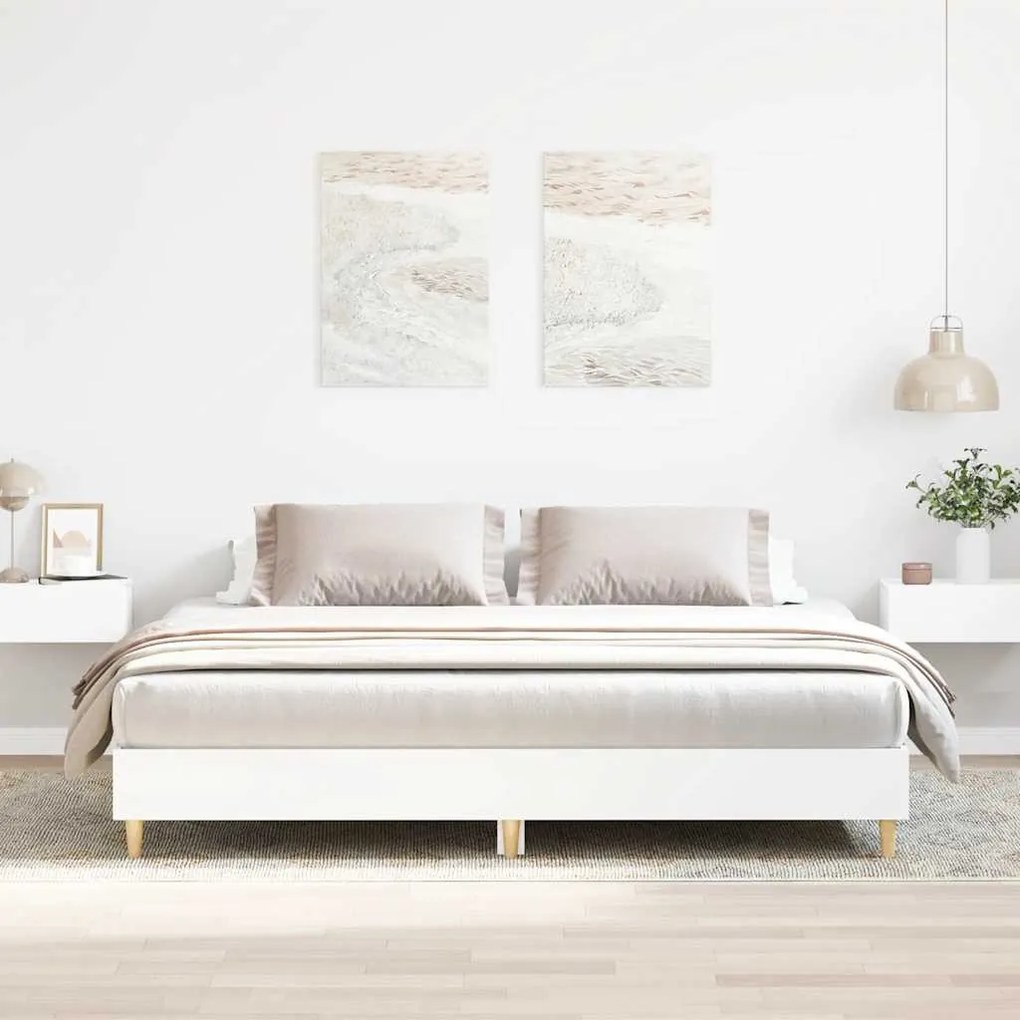 fehér szerelt fa ágykeret matrac nélkül 200 x 200 cm