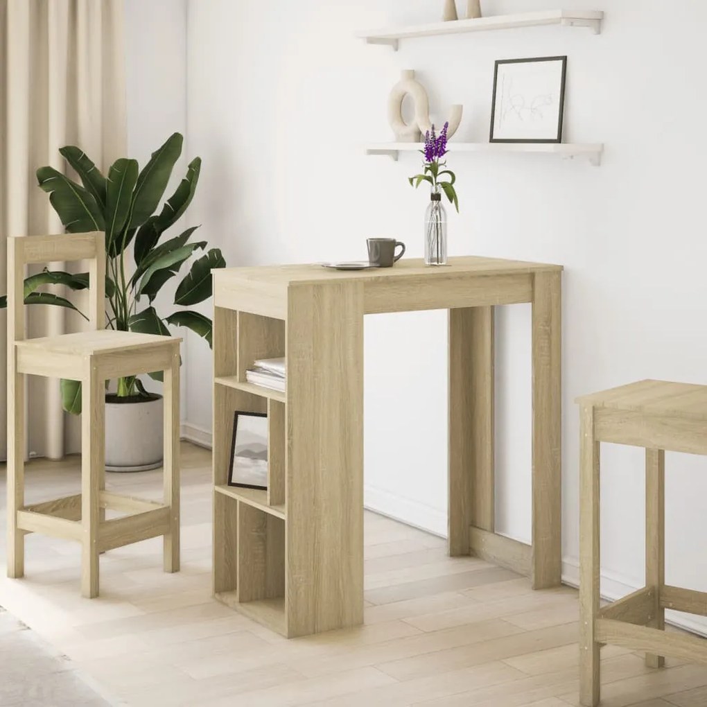 sonoma tölgy szerelt fa bárasztal tárolókkal 102x50x103,5 cm