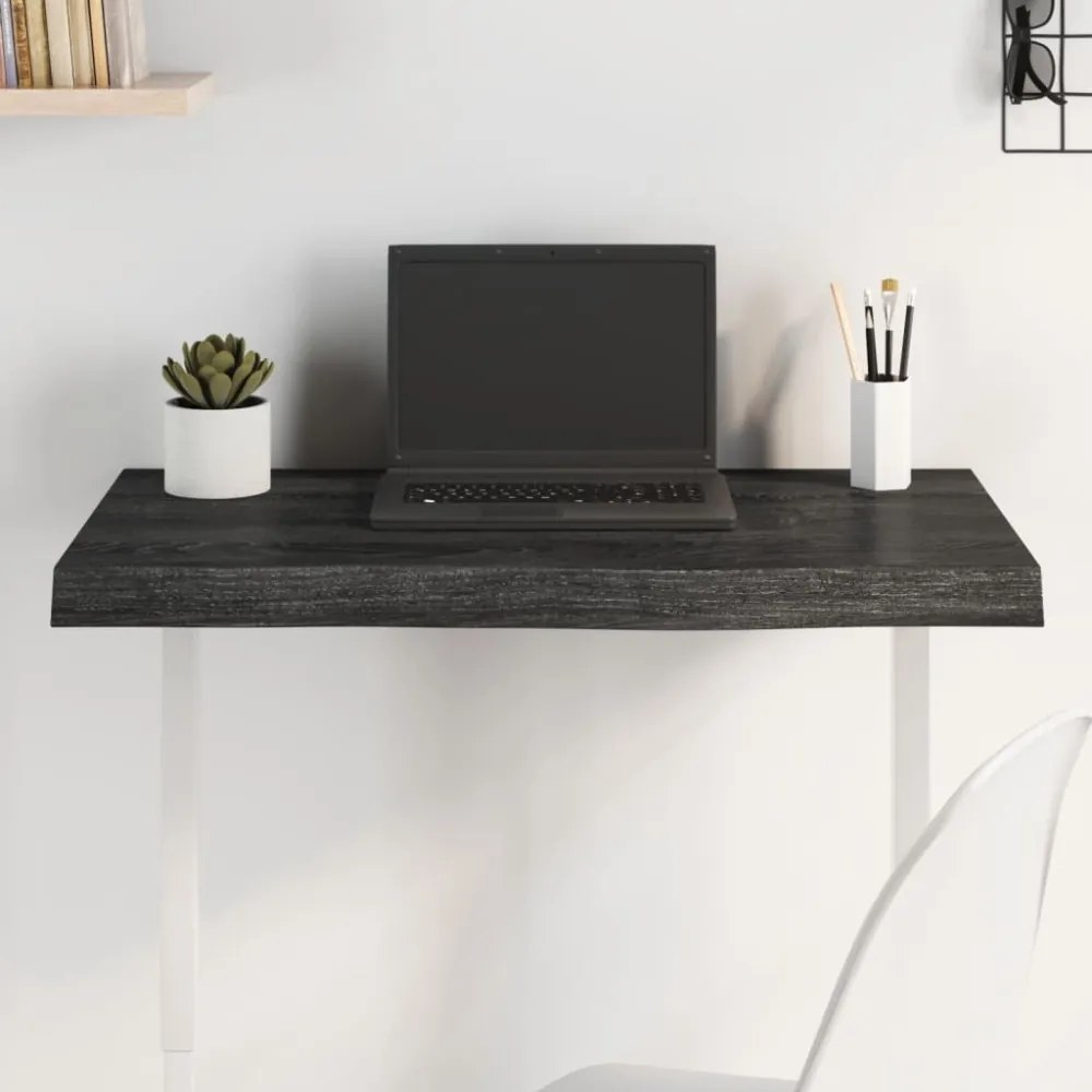 sötétbarna kezelt tömör tölgyfa asztallap 80x50x(2-6) cm