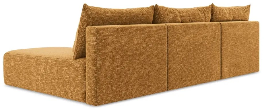 Narancssárga kinyitható-tárolóhelyes sarokkanapé Kalena – Makamii