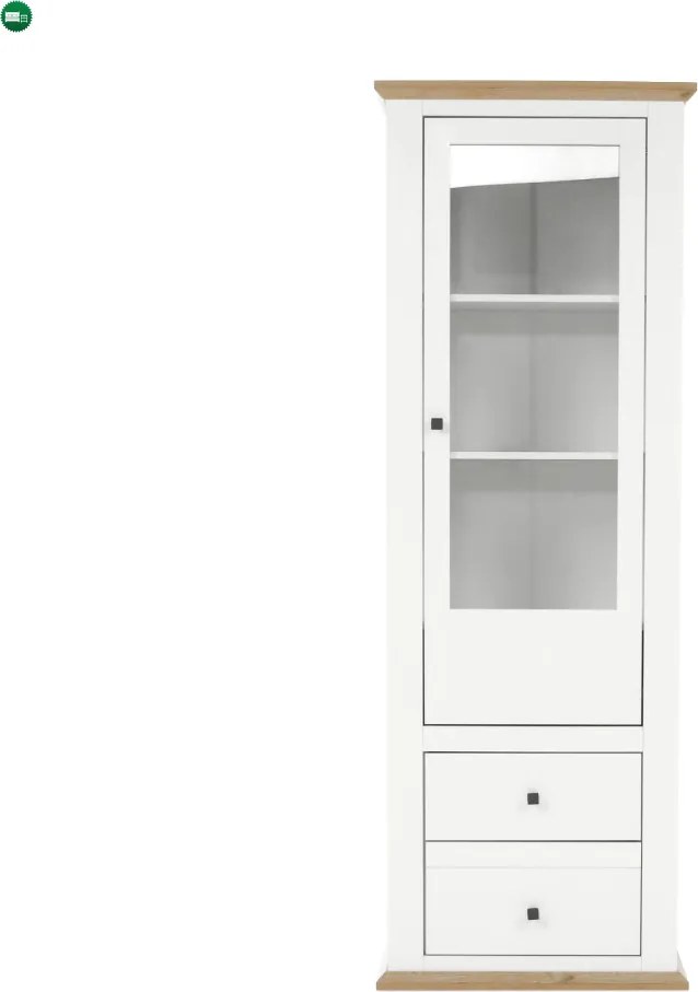 Vitrin MZ4, fehér/grand tölgy, LEON