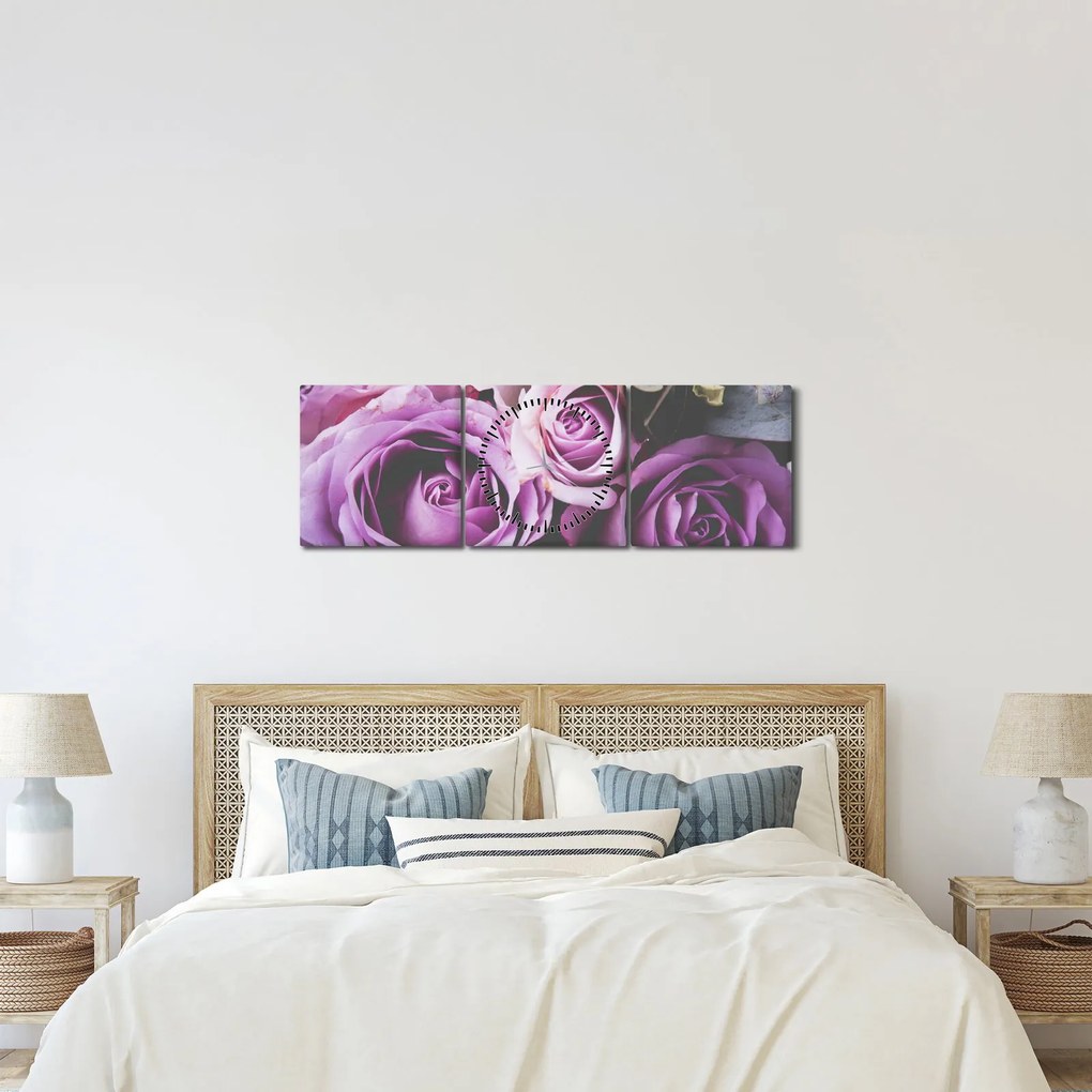 Kép - Rózsák (órával) (90x30 cm)