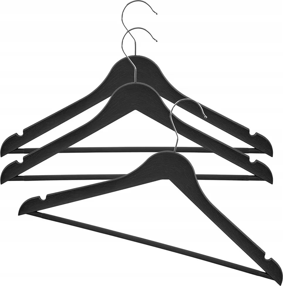 Ruhaakasztó Műanyag Forgatható Fekete Szekrényhez Vastag 3DB