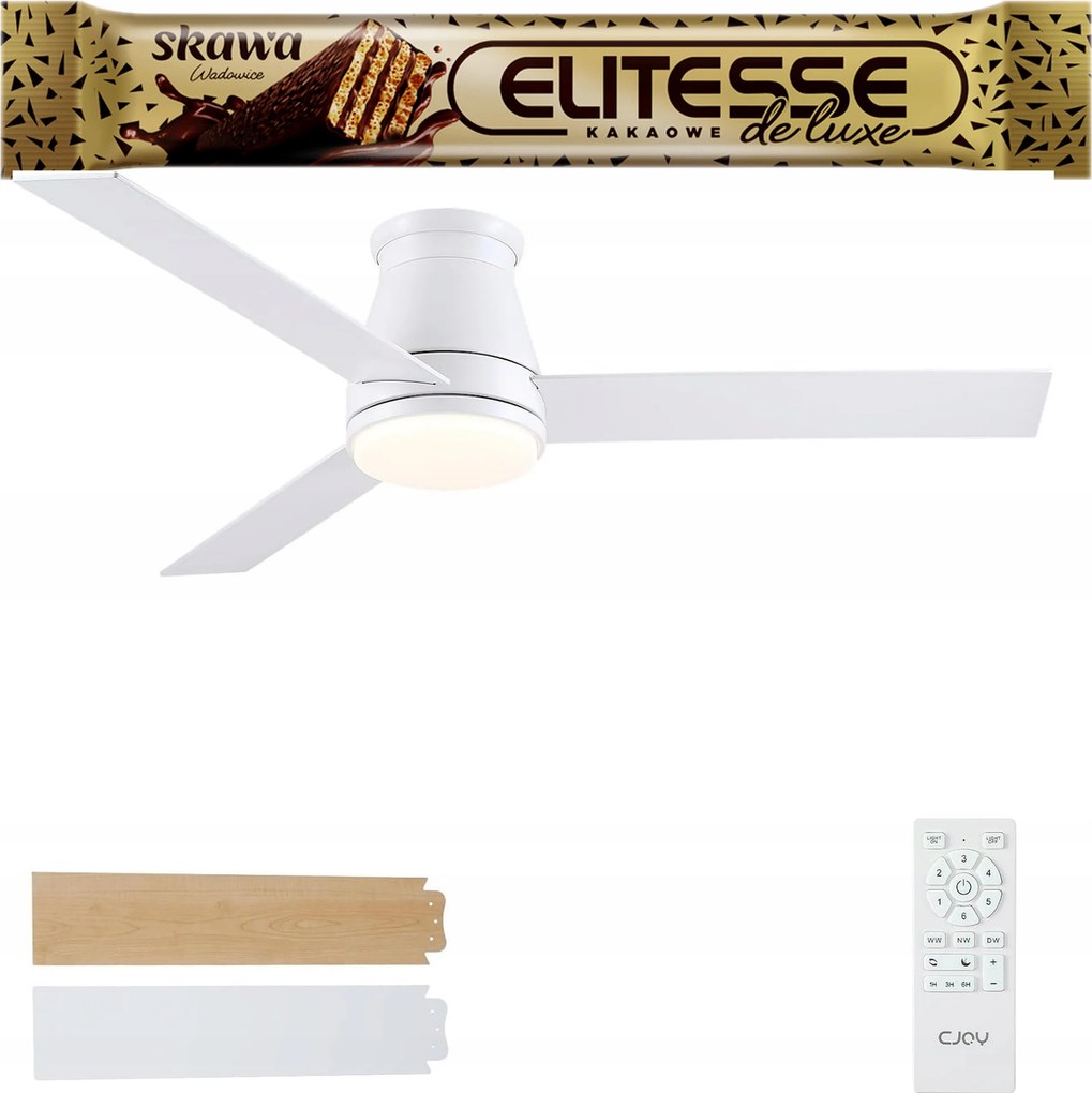 Cjoy Mennyezeti Ventilátor Fehér Fa Led 132CM 6 sebességes szabályozható