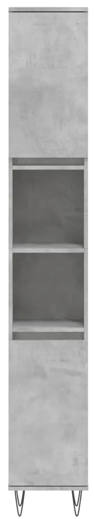 betonszürke szerelt fa fürdőszobaszekrény 30 x 30 x 190 cm