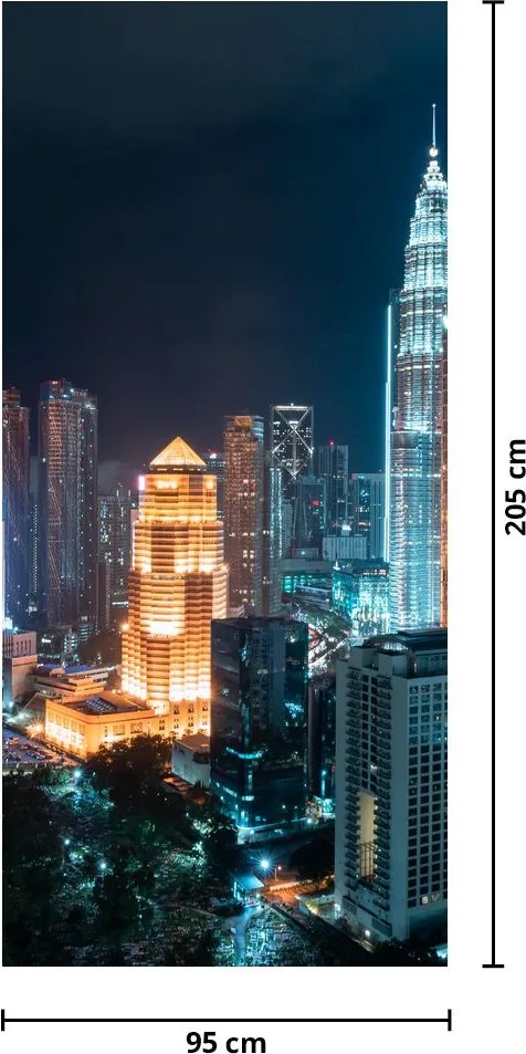 Fotótapéta ajtóra - Éjszaka Kuala Lumpurban (95x205cm)