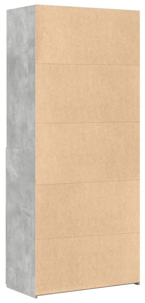 betonszürke szerelt fa magasszekrény 80 x 42,5 x 185 cm