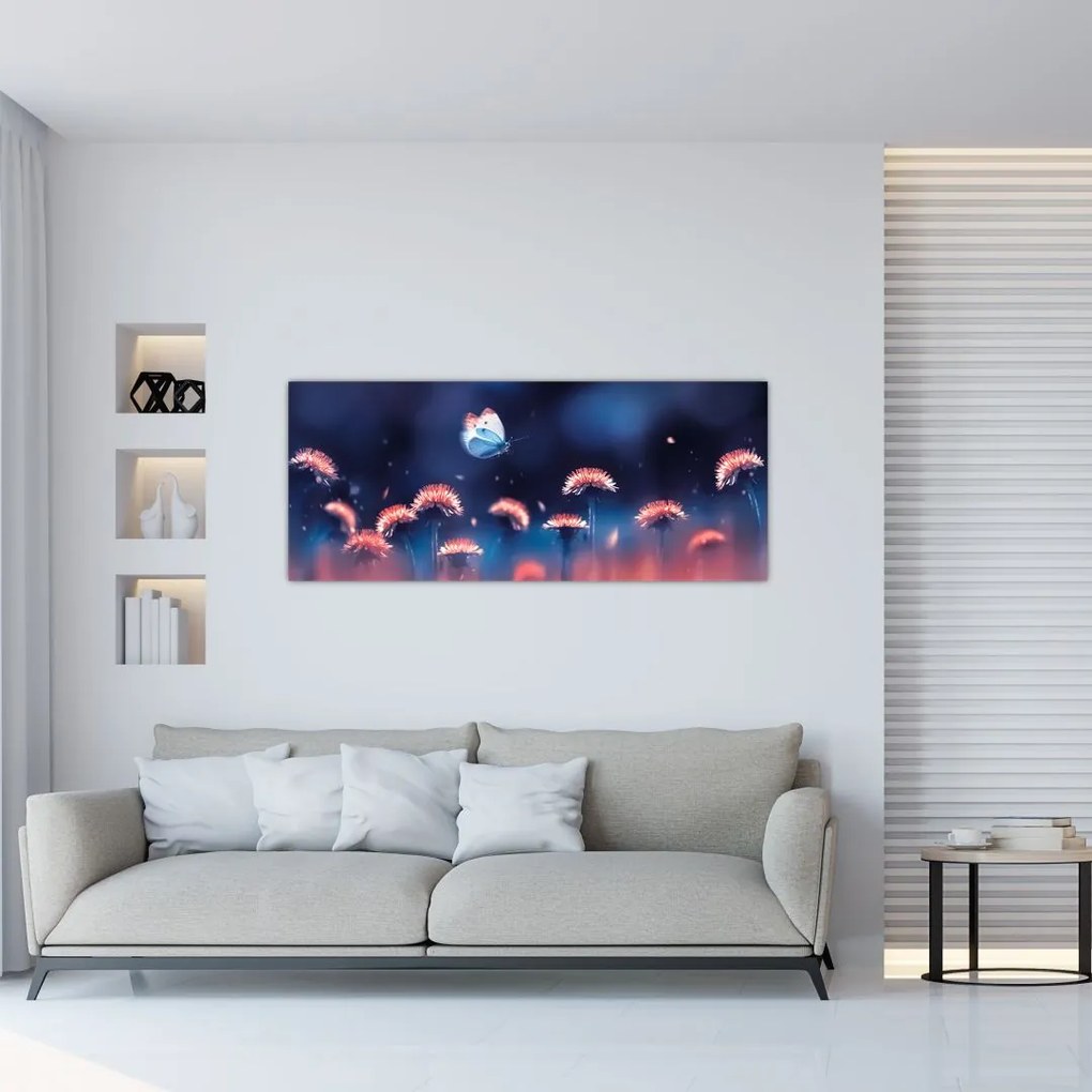 Pitypang képe kék pillangóval (120x50 cm)