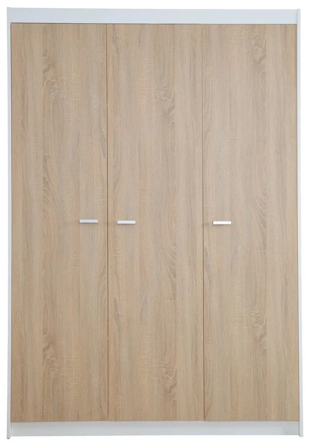 Fehér-natúr színű gyerek ruhásszekrény tölgyfa dekorral 131x190 cm Gabriella – Roba