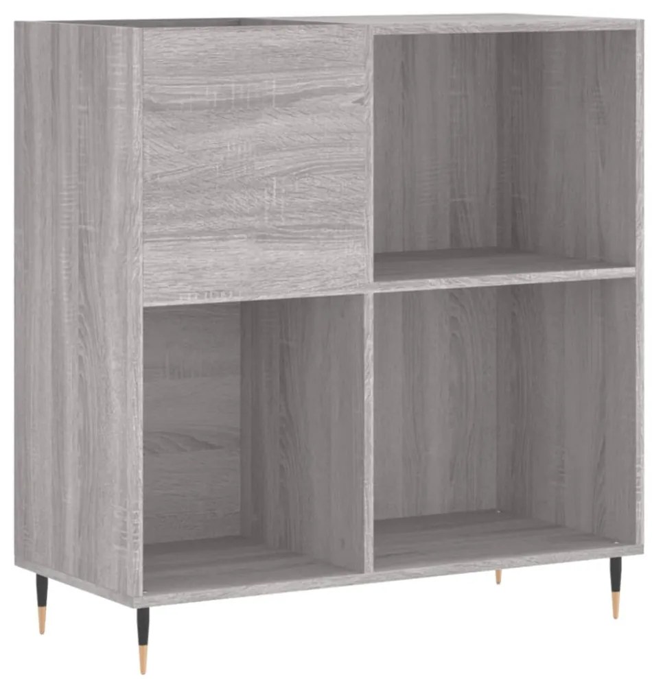 szürke sonoma színű szerelt fa hanglemezszekrény 84,5x38x89 cm