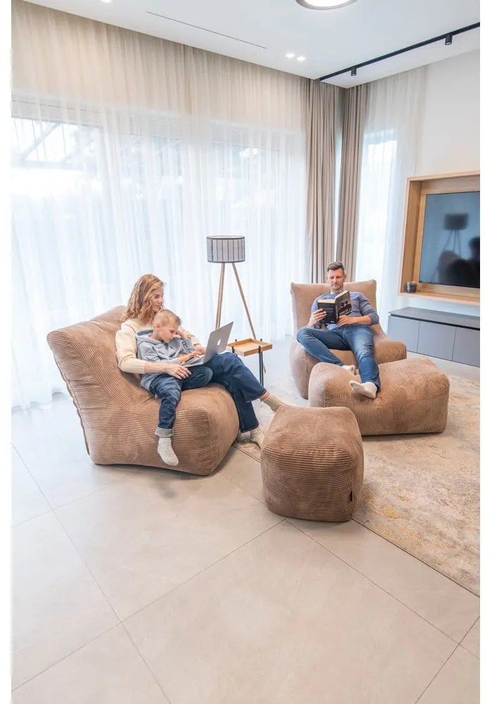 Sötétbarna kordbársony babzsákfotel Seat 100 Lounge – SLOWDOWN