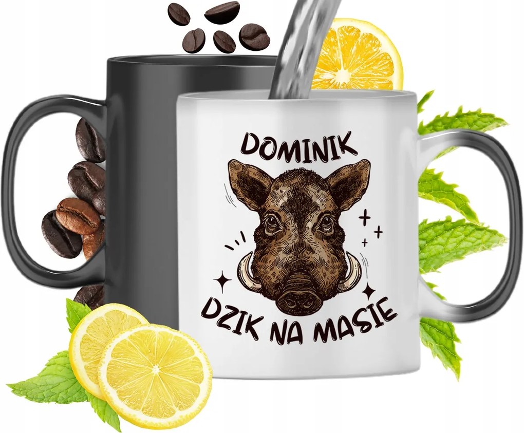 Mágikus bögre Dominika számára fekete matt nyomott mintával 330ml