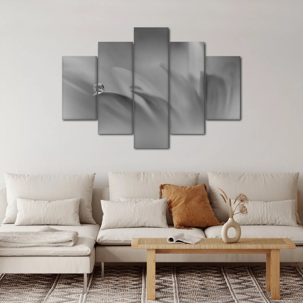Kép - Csepp a virágon, fekete-fehér (150x105 cm)