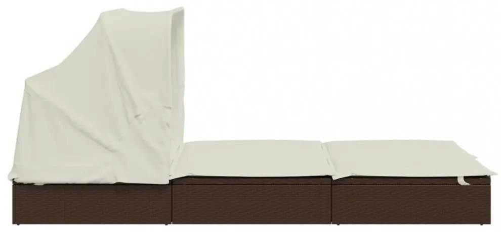 2 személyes barna polyrattan napágy tetővel 213 x 118 x 97 cm
