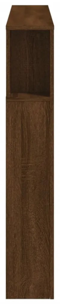 barna tölgyszínű szerelt fa LED-es fejtámla 140x18,5x103,5 cm