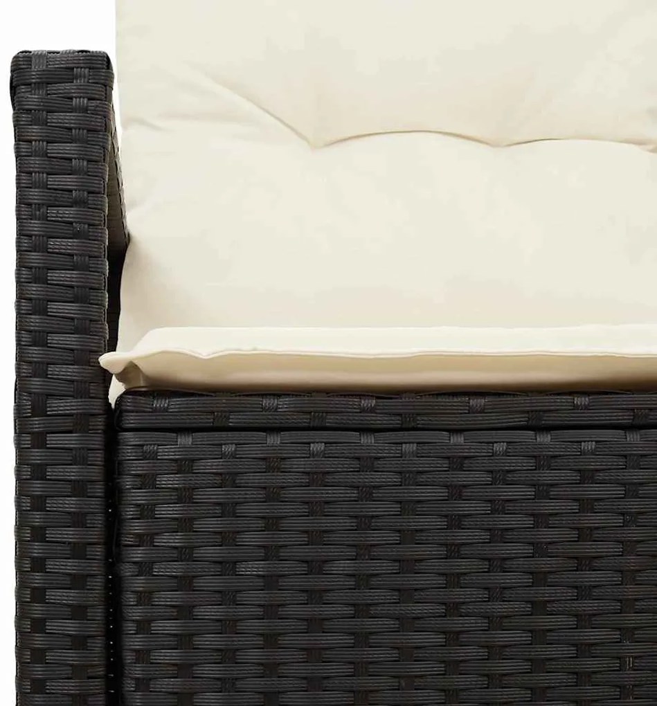 Kerti kanapé Fekete 120 x 62 x 69cm polirattan
