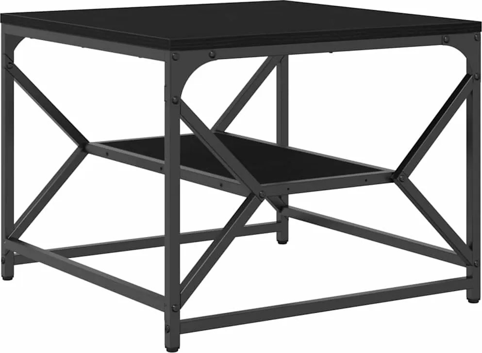 vidaXL Dohányzóasztal Fekete tölgy 51 x 50 x 40 cm Műszaki fa és acél