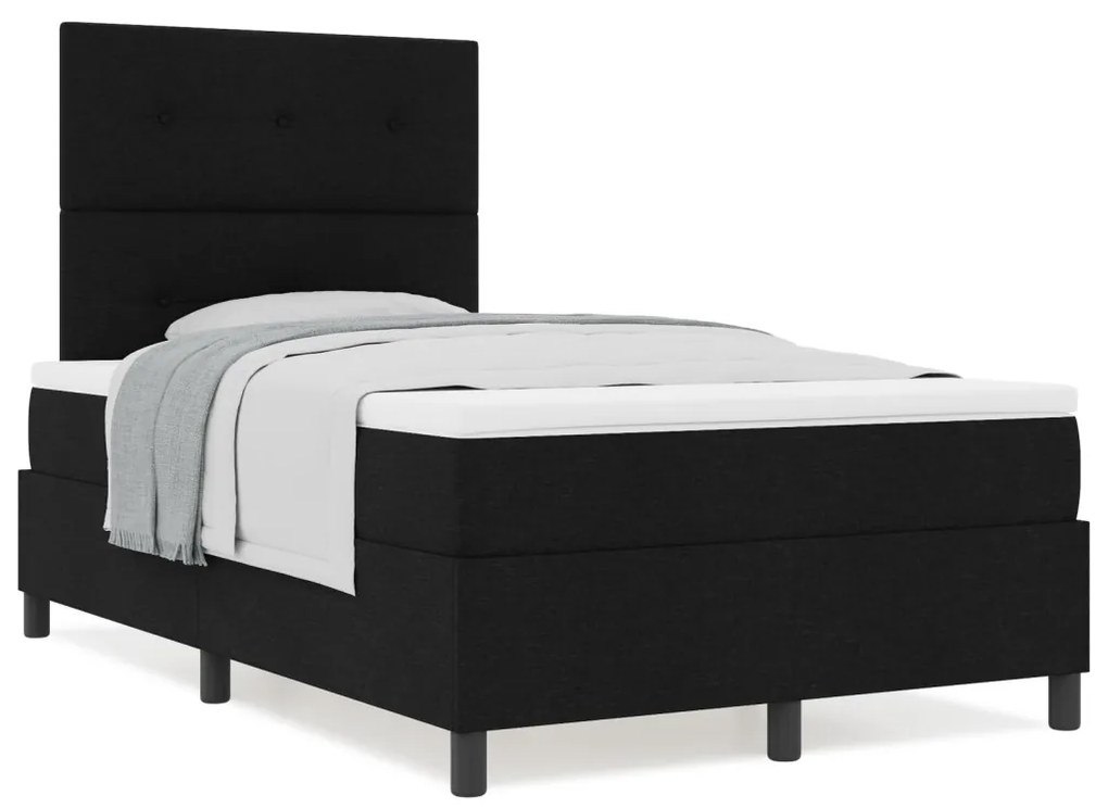 Box Spring Ágy Matraccal Fekete 120x200 cm Szövet
