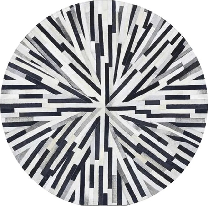 Luxus bőrszőnyeg, fekete/bézs/fehér, patchwork, 200x200, KOŽA TYP 8