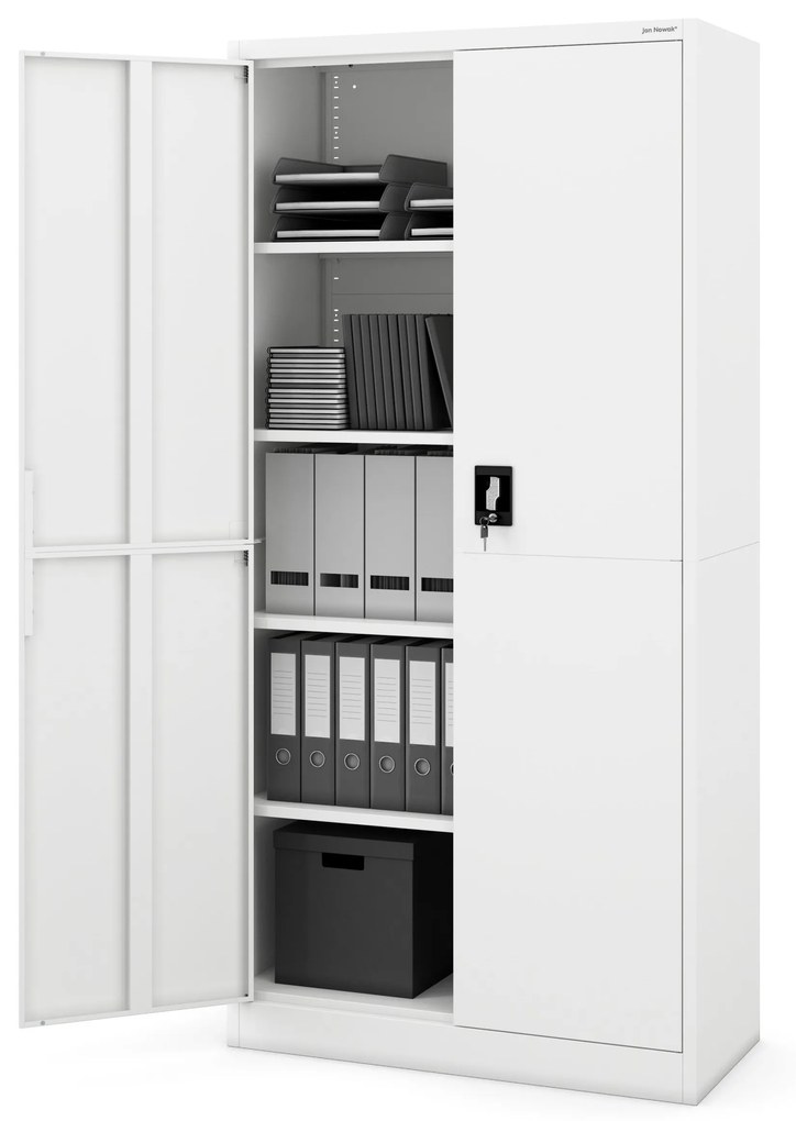 Fém iratszekrény JAN, 900 x 1850 x 400 mm, Smart: fehér
