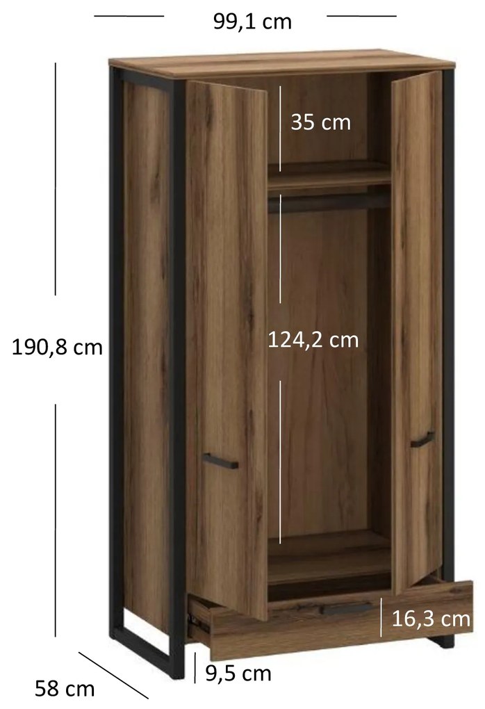 Ruhásszekrény Marni (sötét delano tölgy). 1053046