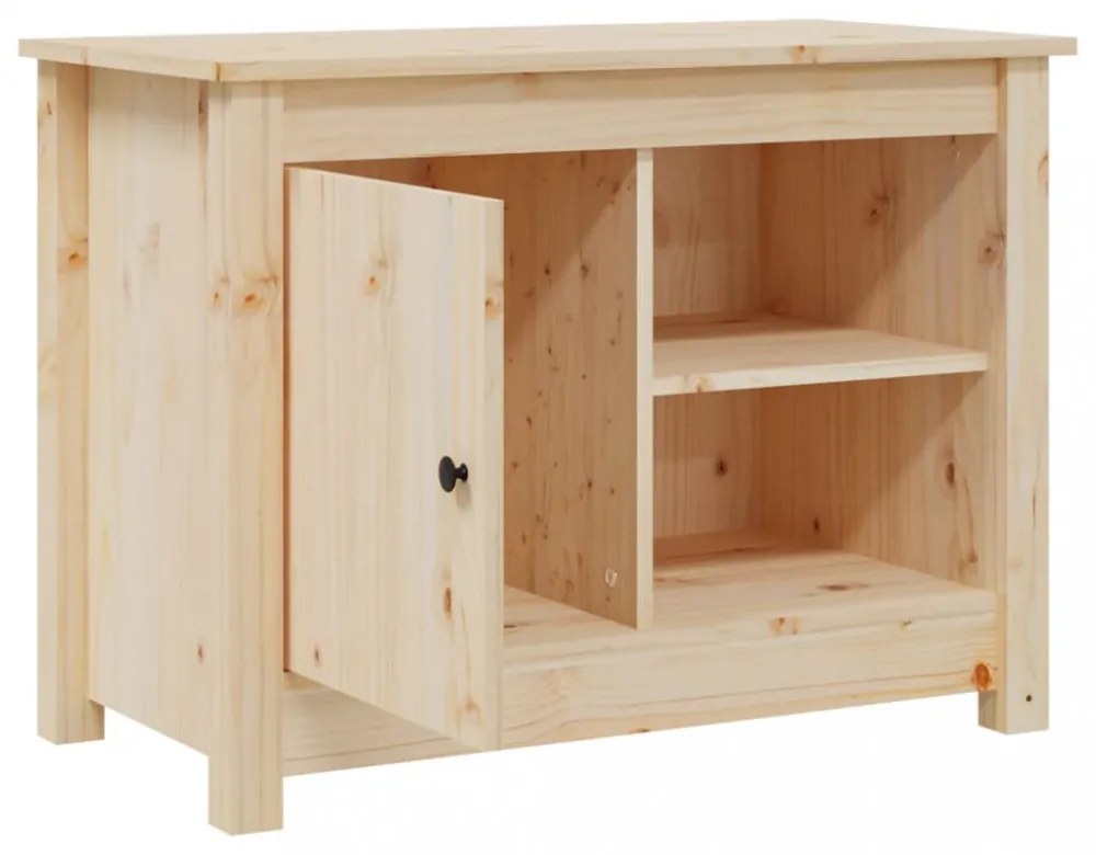 tömör fenyőfa TV-szekrény 70 x 36,5 x 52 cm