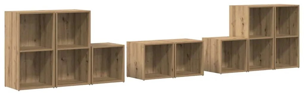 TV Szekrény Szett 8 pcs Artisan tölgy 37 x 35 x 72 cm Faanyag