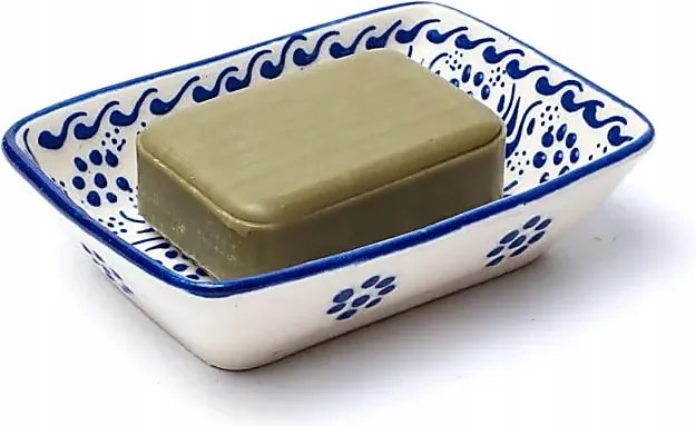 Kézzel készített szappantartó kék, méret 13x9x3.5cm súly 195g